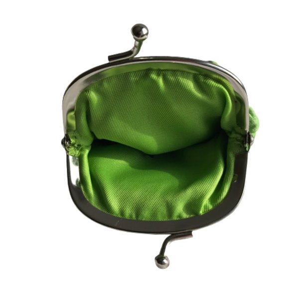 Green Leather Kiss Lock Clasp Coin Purse Wallet - Picture 4 of 6